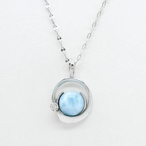 StarJewelry K18WG Oceanic Necklace Larimar Diamond Excellent - Picture 1 of 7