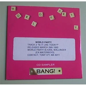 WORLD PARTY BANG SAMPLER CD SINGLE 3 TRACK PROMO + CARD P/S UK - Picture 1 of 2