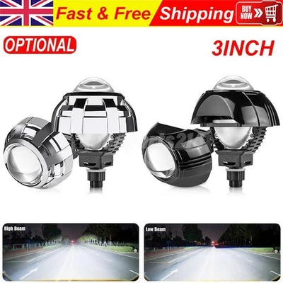 H4/H7/9005/9006 3" Bi-LED Headlight Hi/Lo Beam Projector Lens Retrofit w/Shroud - Image 1 of 4