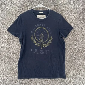 Abercrombie & Fitch Shirt Mens Medium Blue Muscle Track Assn Cotton Crew Neck - Picture 1 of 12
