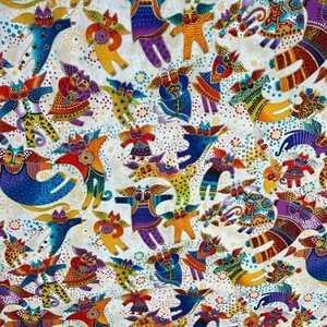 Laurel Burch Fantastic Felines By Clothworks Cotton Fabric Tossed Cats