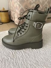 OLIVE GREEN CHUNKY BOOTS NEW TAGGED 5 wide fit 