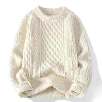 Men's Autumn/Winter Knitted Sweater Round Neck Pullover Top Knit Wool Clothes - Image 1 of 4