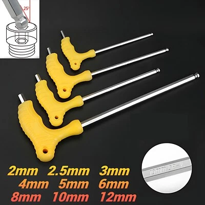 T-Handle Ball Ended Hex Key Hexagon Allen Key Ball Point Metric CR-V 2mm to 12mm - Image 1 of 4