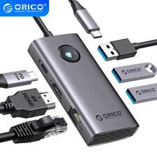 ORICO USB C Docking Station 6in1 USB C Dongle & HDMI 4K+PD100W 3×USB3.0 Ethernet