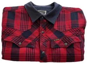 G Star Raw Men’s Snap Button Up Thick Cotton Checked Western Shirt Size M-L - Picture 1 of 24