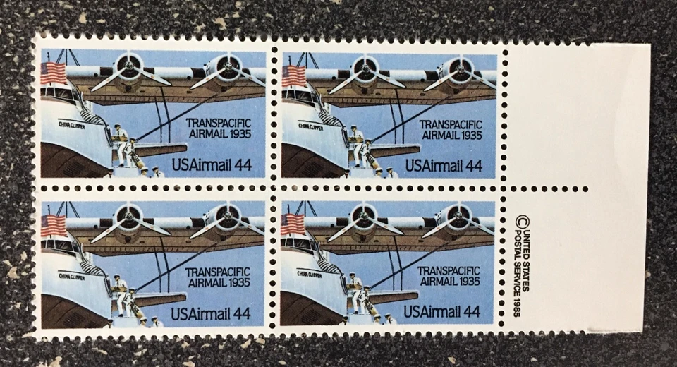 USA1985 #C115 44c Transpacific Airmail - Copyright Block of 4  Mint airplane - Image 1 of 1