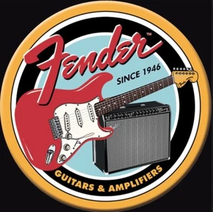 Guitarras Fender desde 1946. Imán de nevera redondo de 3” de diámetro. - Imagen 1 de 2