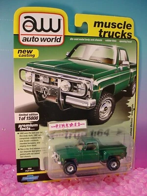 Auto World 1980 CHEVY CUSTOM DELUXE STEPSIDE #3 ∞green∞Muscle Trucks∞rel 5 ver B - Image 1 of 2