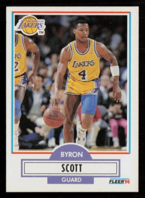 Tarjeta de baloncesto Byron Scott 1990-91 Fleer #94 Los Angeles Lakers Foto 1 de 2