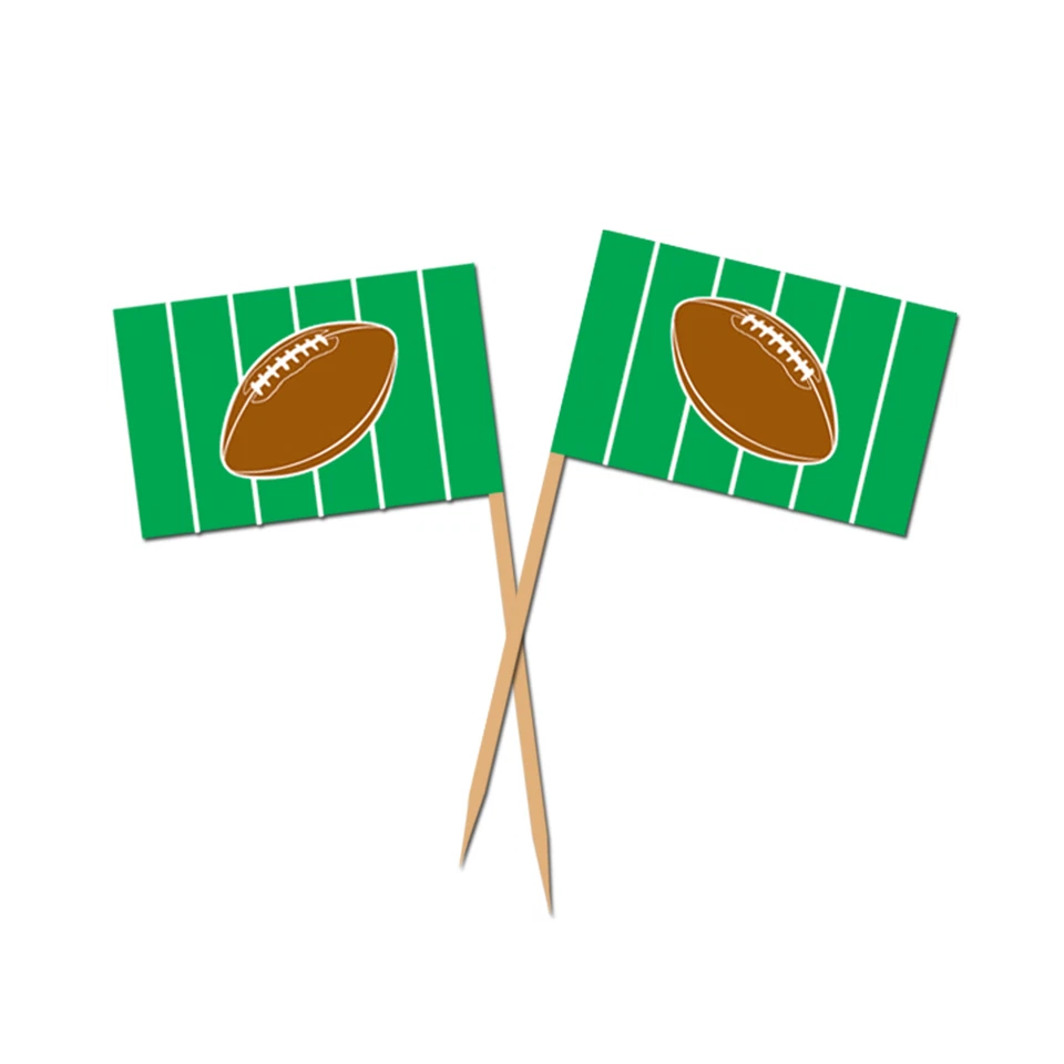 AMERICAN FOOTBALL SPORTS FLAG PICKS 50 CANAPÉ FOOD CUPCAKE FLAGS! - Image 1 of 1