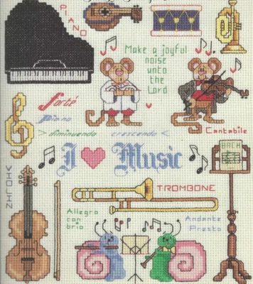MUSIC MAKERS--27+ Designs--Piano--Guitar--Violin--Counted Cross Stitch Pattern - Image 1 of 2