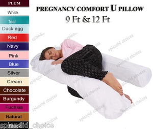 9Ft/12Ft U Pillow Body/Bolster Support Maternity Pregnancy Support Pillow/Case - Picture 1 of 22