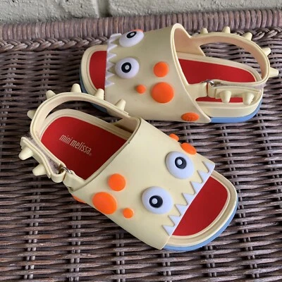 Mini Melissa Monster Sandalias Zapatos Deslizables Amarillo Bebé Niño EE. UU. Talla 10 Foto 1 de 4