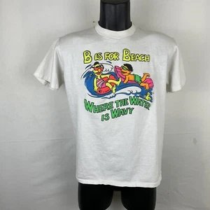 Sesame Street B is For Beach Where The Water is Wavy Mens Vintage T-Shirt SZ L - Picture 1 of 5