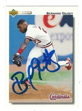 Autographed BERNARD GILKEY St. Louis Cardinals 1992 Upper Deck Card #552 w/COA
