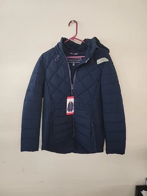 Tommy Hilfiger Coat Size Medium Women Hooded Puffer New Tags blue parka - Image 1 of 4