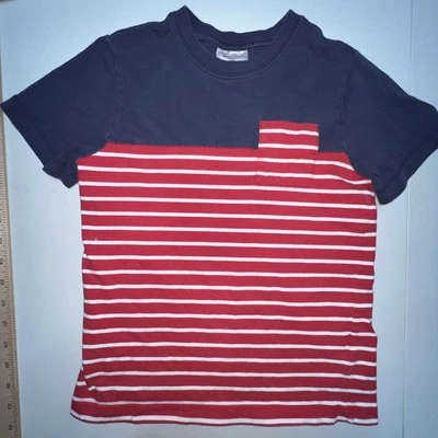Hanna Anderson T-Shirt Boys 120 (6-7) US Short Sleeve Red White Blue Stripe - Image 1 of 4