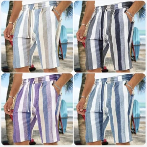 2025 Herren Strand Kordelzug Shorts mit Streifen 3D Druck leichte Shorts - Bild 1 von 16