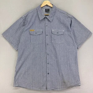 Vintage PRSN BLU Hickory Streifen Hemd Herren Large Kurzarm Arbeit Ingenieur Eisenbahn - Bild 1 von 9