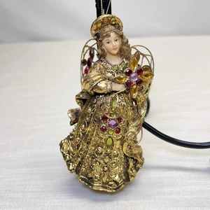 Schmuck Engel Weihnachtsschmuck goldfarben verziert Metalldraht Flügel & Akzente - Bild 1 von 24