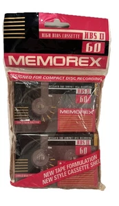 New Sealed Vintage 2-Pack MEMOREX HBS II 60 Cassette Tape - Picture 1 of 1