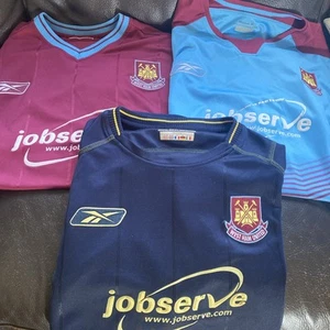 West Ham Shirt Bundle X3 Jobserve Reebok XL 46 - 48 Home Away 3rd 2004 2006 - Picture 1 of 19