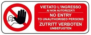 Tabella segnaletica vietato l'ingresso 330X125 mm alluminio. No entry sign. - Picture 1 of 1