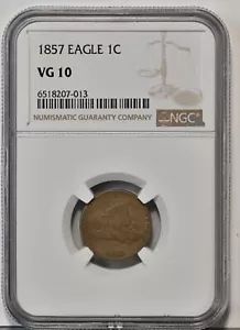 1857 FLYING EAGLE NGC Graded VG 10 Small Cent Very Good Original Coin 2016 - Picture 1 of 2
