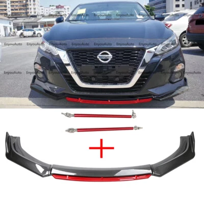 For Nissan Sentra UNIVERSAL Front Bumper Lip Spoiler Carbon Red + Strut Rods Foto 1 de 4