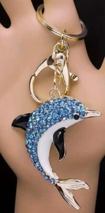 Llavero de delfín con diamantes de imitación brillantes / Llavero monedero / mochila encanto - Imagen 1 de 5