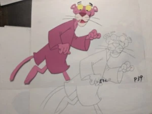 PINK PANTHER VINTAGE ORIGINAL PRODUCTION ANIMATED 1 CEL+1 DRAWING 11" x 13" - Picture 1 of 1