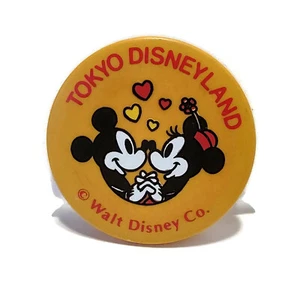 Extrem selten Anfang 80er TDL Tokyo Disneyland Mickey & Minnie Pin hinten Button - Bild 1 von 2