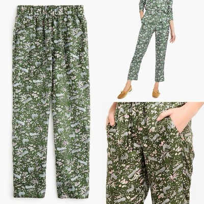 NUEVO CON ETIQUETAS COLECCIÓN J.CREW Talla 2P/0 Pantalón Pull-on fácil en sarga de seda estampada J5689 Foto 1 de 4