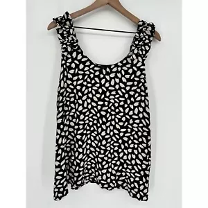 Staccato ärmellose Bluse Damen XL schwarz Rüschen Träger U-Ausschnitt neu mit Etikett - Bild 1 von 8
