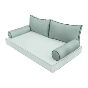 |COVER ONLY| STYLE 2 Twin Bolster Pillow Daybed Porch Swing Contrast Trim AD002 - Picture 1 of 12