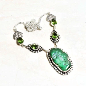 Solar Quartz Druzy Peridot Ethnic Handmade Necklace Jewelry 31 Gms AN 16014 - Picture 1 of 1