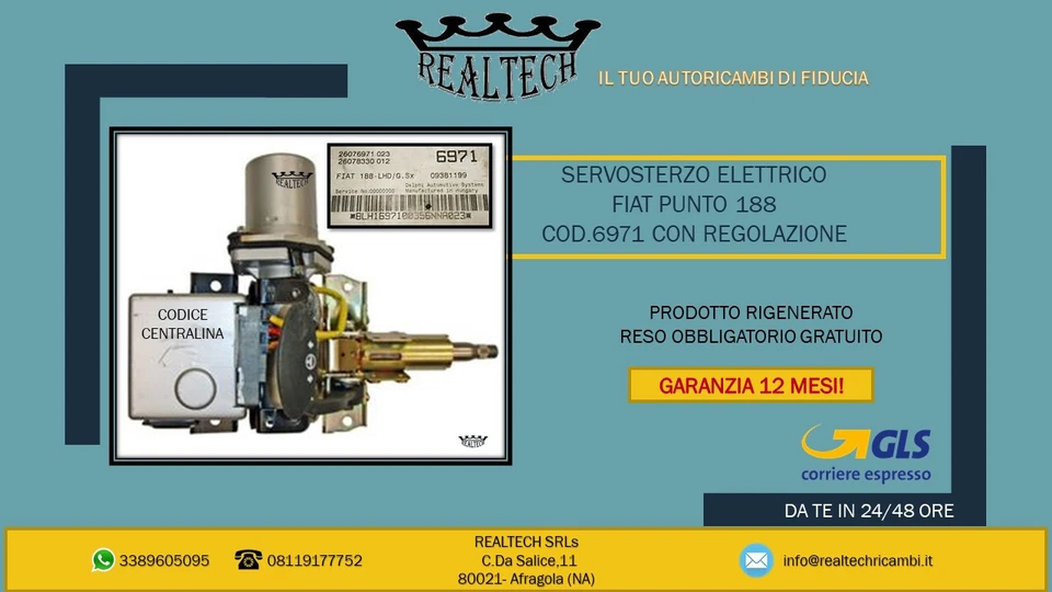 PIANTONE SERVOSTERZO ELETTRICO FIAT PUNTO 188 CODICE 6971 CON REGOLAZIONE - Immagine 1 di 1