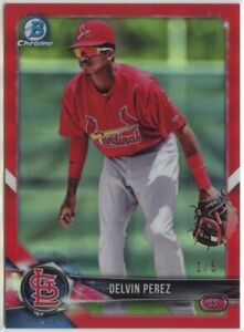 2018 Bowman Chrome Red Refractor /5 Delvin Perez #BP138 RC Rookie Card Yankees