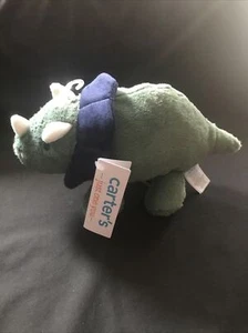 Carters Dinosaur Triceratops Green Blue Baby Soft Toy Plush Stuffed Animal New - Picture 1 of 10