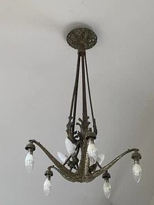 Antique French Bronze Ormolu Rococo Chandelier 37” Drop - Picture 1 of 6