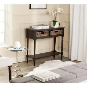 SAFAVIEH Console Table13"Lx35.8"Wx31.9"H Rectangle Wood w/ 2-Drawer in Brown - Picture 1 of 4
