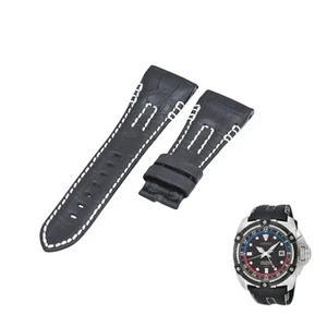 Velatura SUN013P1 26mm Black Leather Watch Strap For Seiko - Picture 1 of 7