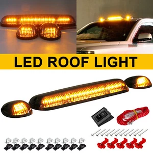3Pc Roof Cab Top Marker Lights Yellow LED For 2002-07 Chevy Silverado GMC Sierra - Picture 1 of 12
