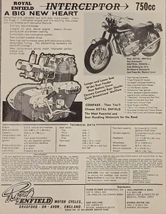 1969 Royal Enfield 750 Original Motorcycle Print Ad - Picture 1 of 1