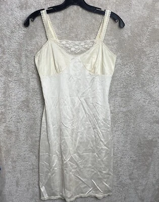 Vestido sin tirantes completo vintage Campus Girl talla 34 beige 2 tonos encaje nailon lencería pinup Foto 1 de 4