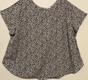 Camicia Ava&Viv 3x marrone nero stampa animalier corta slv bottoni schiena top leggero - Foto 1 di 20