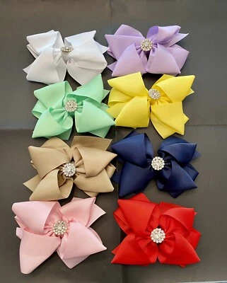 "Lazos para el cabello boutique para niñas con estrás 5"" hechos a mano 🎀" Foto 1 de 4