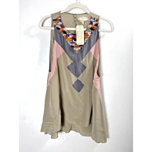 Nicole Miller Artelier Beaded Silk Blouse Unique Sophisticated Preppy Luxury S - Picture 1 of 8