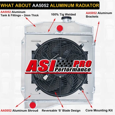 3 Row Radiator Shroud Fan For 1955-1971 Jeep Willys CJ3 CJ5 CJ6 2.2/3.7/5.0L. Foto 1 de 4